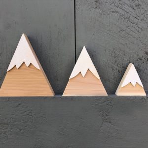 Small Wooden Mountains Setof 3, Shelf Sitters, Decorative Mountains, Little Wooden Mountains, Wood Mountains, Handmade Mountains